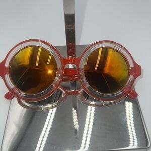 Petals and Peacocks Extasy‎ Red Round Reflective Sunglasses